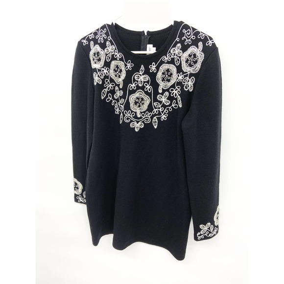 Womens Outlander Black Embroidered Long Sleeve Blouse Back Zip Size M - Picture 3 of 6